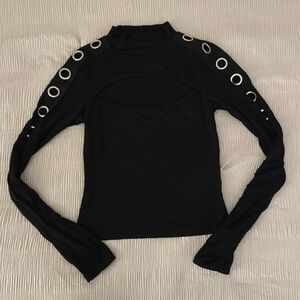 LF Black Key Hole Long Sleeve Top